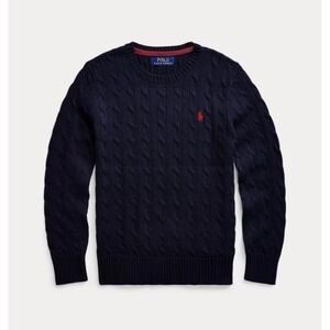 Polo Ralph Lauren Cable Knit‎ Sweater Boys Size 7(S) Pullover Crew Neck Blue NWT
